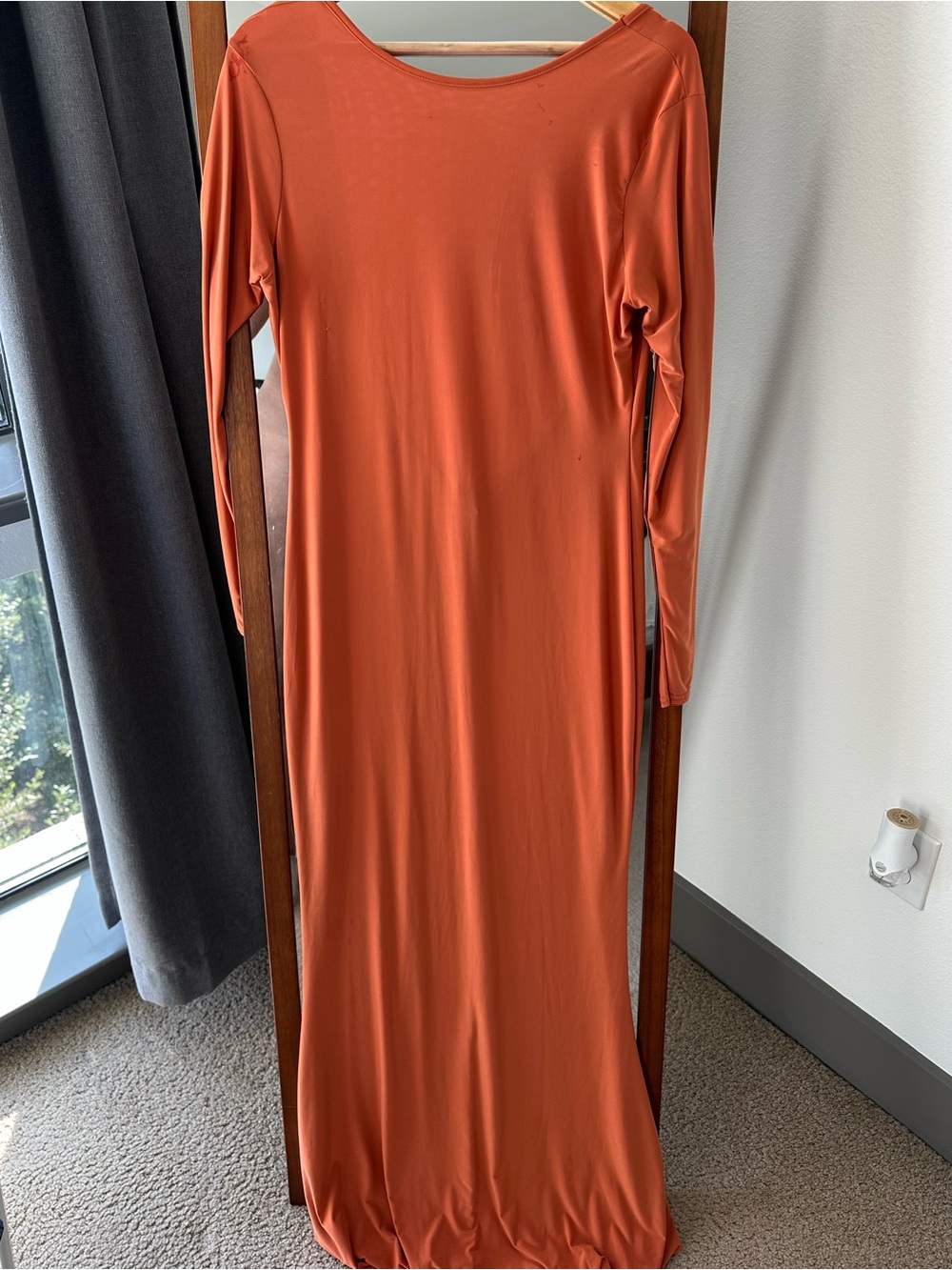 Boohoo Long Sleeve Maxi Dress in Rust